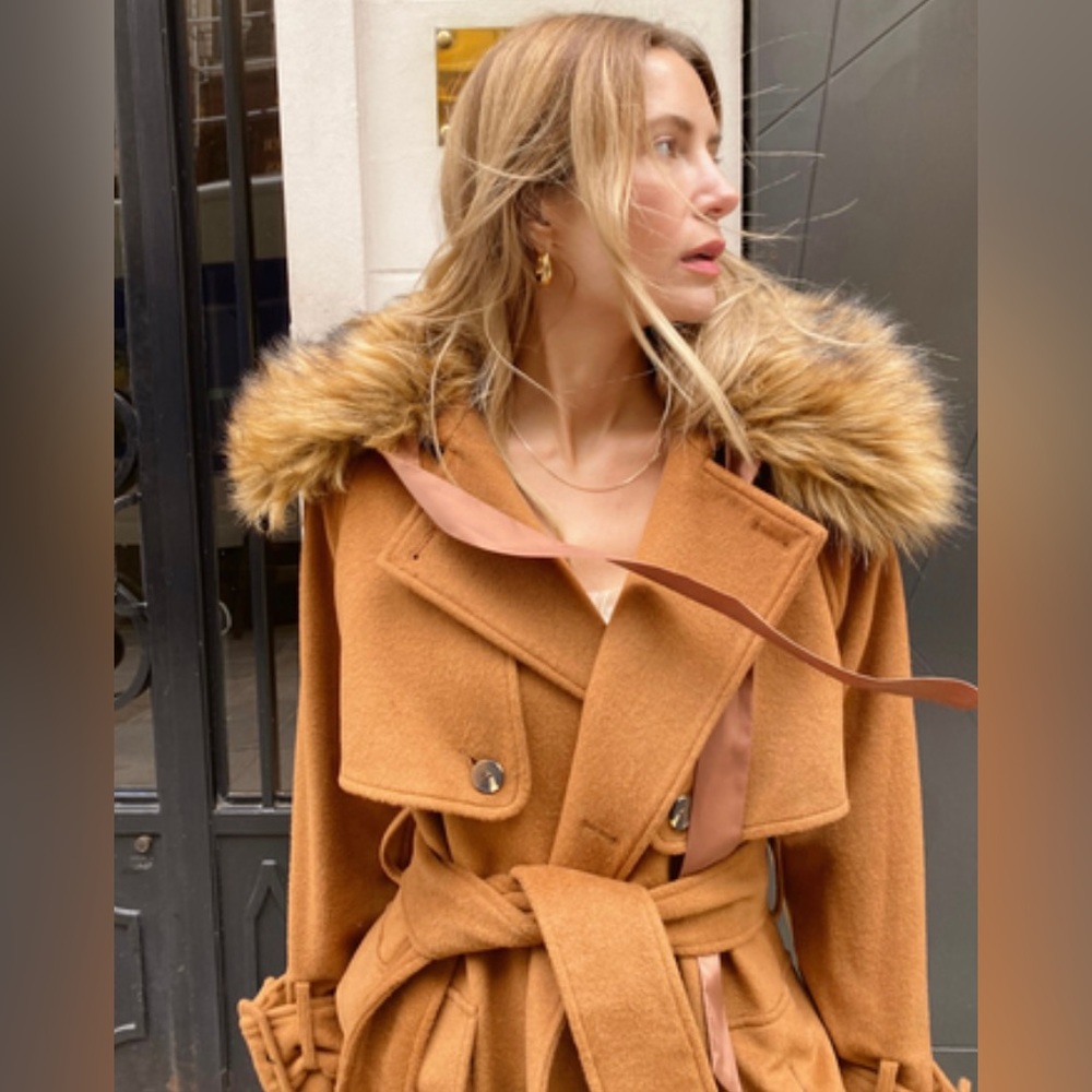 SOLD OUT / Courtney Grow x Antonio Melani Long Sleeve Wool Blend Trench Coat